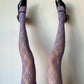 Lilac Purple Sakura Floral Pattern Fishnet Tights