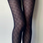 Black Crosshatch Pattern Lace Tights