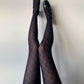Black Crosshatch Pattern Lace Tights