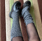 Dark Grey Ribbed Leg Warmers with Flared Bottom - Grey / One size