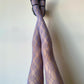 Lilac Purple Sakura Floral Pattern Fishnet Tights