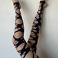 Black Ripped Distressed Tights - Black Torn Hollowed Gothic Tights - PrettyFussyLegs