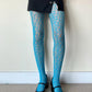 Blue Circular Cut-Out Hollow Fishnet Tights