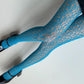 Blue Circular Cut-Out Hollow Fishnet Tights