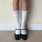 White Cotton Socks with Lotus Leaf Shape Lace Trim
