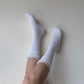 White Cotton Socks with Lotus Leaf Shape Lace Trim
