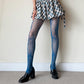 Blue Floral Fishnet Tights - Peacock Blue Hollow Lace Pattern Tights Pantyhose - Colored Patterned Tights for Women