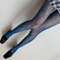 Blue Floral Fishnet Tights - Peacock Blue Hollow Lace Pattern Tights Pantyhose - Colored Patterned Tights for Women